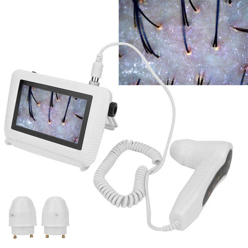 50X/200X Hair Follicle Scalp Skin Analyzer LCD Digital Dermatoscope Detection Magnifying Microscope Scalp Hair Detector Tester