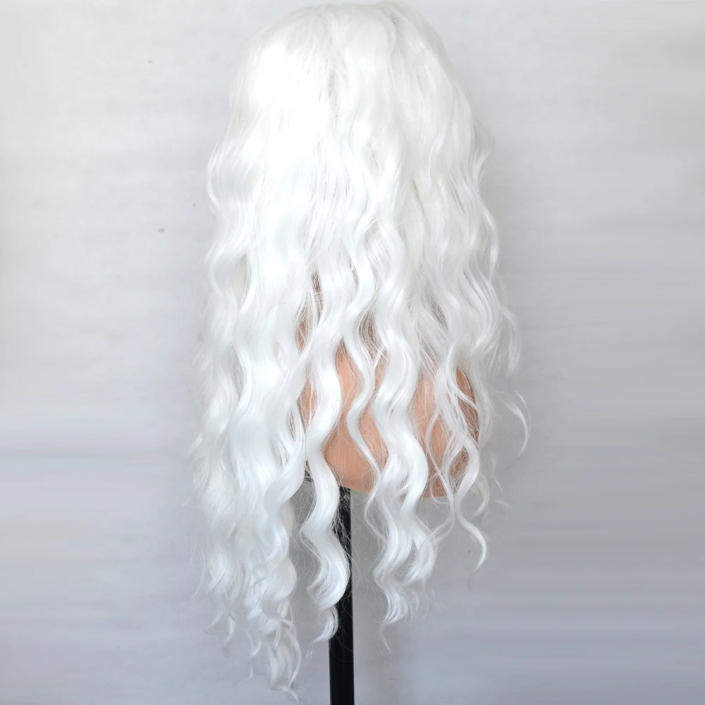 Synthetic Lace Front Wig Platinum White Loose Curly Heat Resistant Fiber Natural Hairline For Women Cosplay synthetic wig