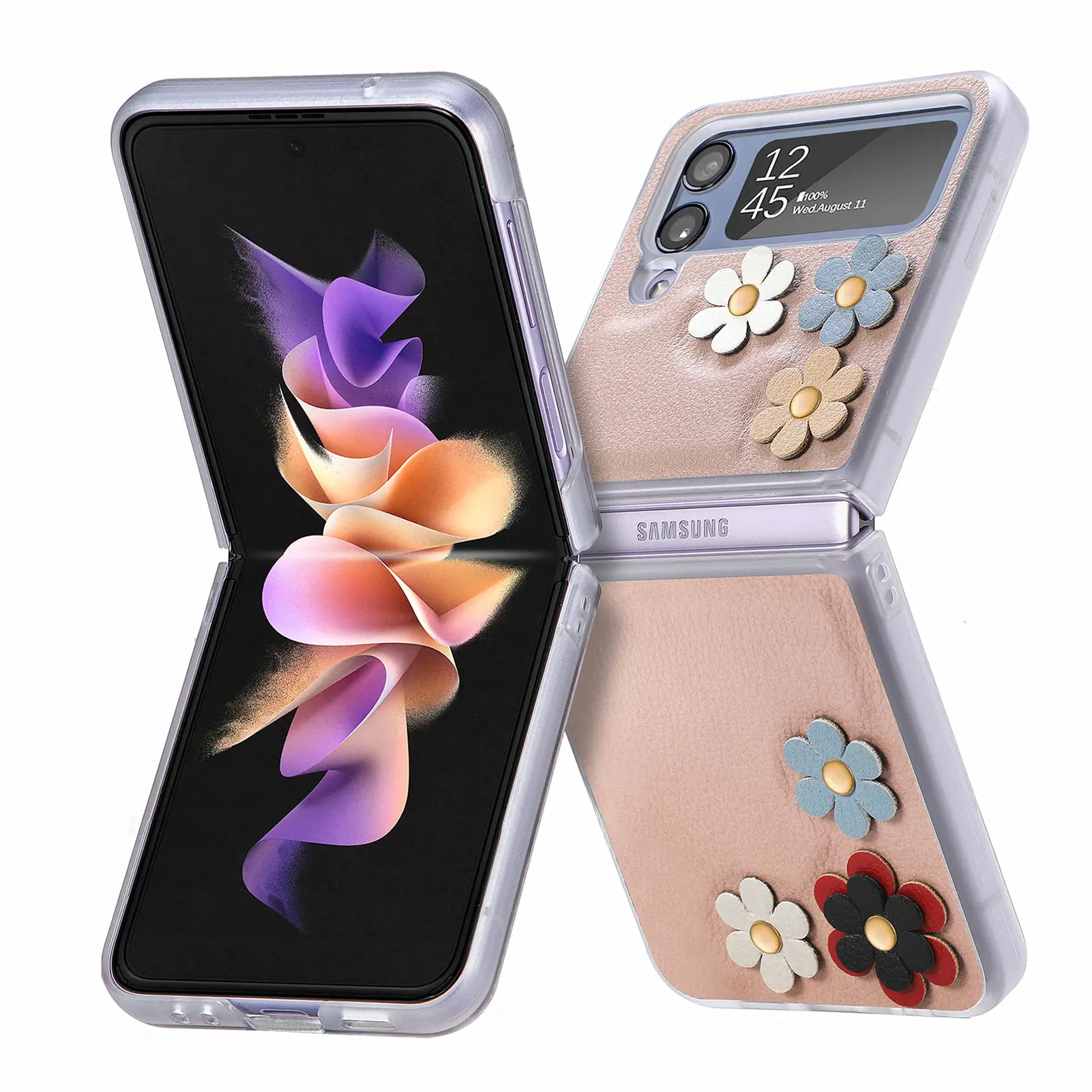 AONUOWE Designed for Samsung Galaxy Z Flip 4 5G Case with Strap Kawaii  Cartoon Rainbow Flower Cute Aesthetic Novelty Phone Case for Women Girls,  Slim