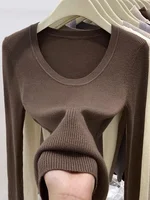 Zjaiss Solid Color O-neck Knitted Pullovers 2026 Women's Autumn Winter New Slim Fit Sweater Soft Warm Simple Base Layer Top