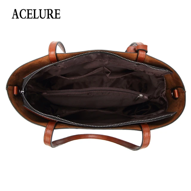 ACELURE Solid Color Shoulder Bags For Women Soft Pu Leather Casual Totes For Female All-Match Ladies High-Capacity Handbags 6