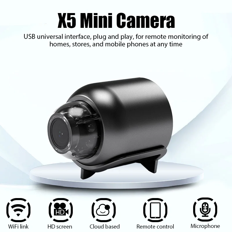 Mini Camera Intelligent WiFi Wireless Monitoring Camera Home Indoor Night Vision Safety Protection Remote Camera Video Recorder