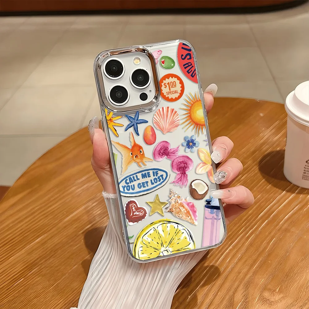 Seaside Scenery Wine Lemon Transparent Phone Case - Soft Silicone TPU Back Cover