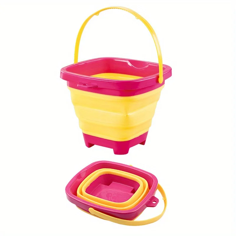 Foldable Beach Bucket Silicone Collapsible Toy Buckets for Kids for Summer Activities Camping Gear Travel Beach Sand Toys 6