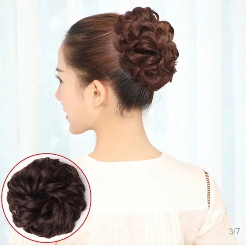 Messy Bun Hair Piece Wavy Curly Hair Scrunchies Synthetic Chignon Ponytail Hair Extensions Thick Updo Hairpieces for Women Girls