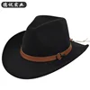 European And American Sheep Cowboy Fur Felt Woolen Ethnic A Hood Brown Belt Retro Fedora Hat 1