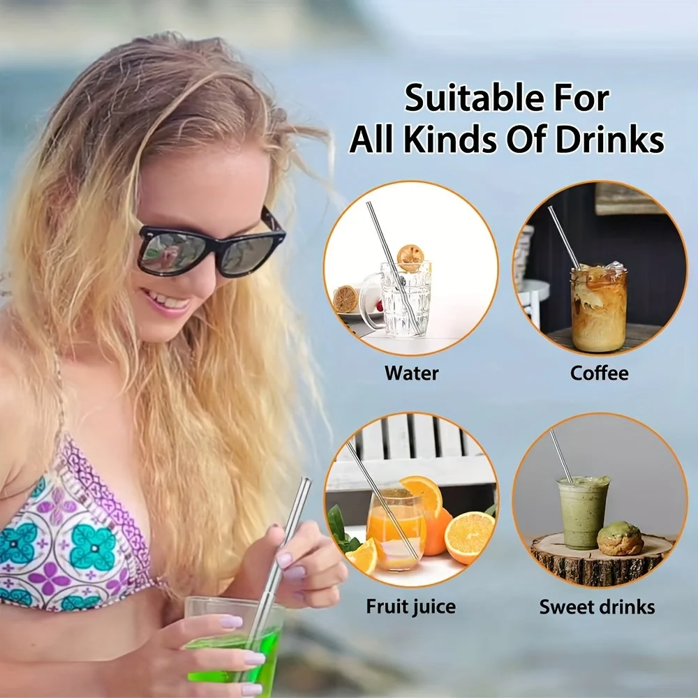 304 Stainless Steel Telescopic Straw Travel Reusable Portable Foldable Metal Beverage Milk Tea Straw