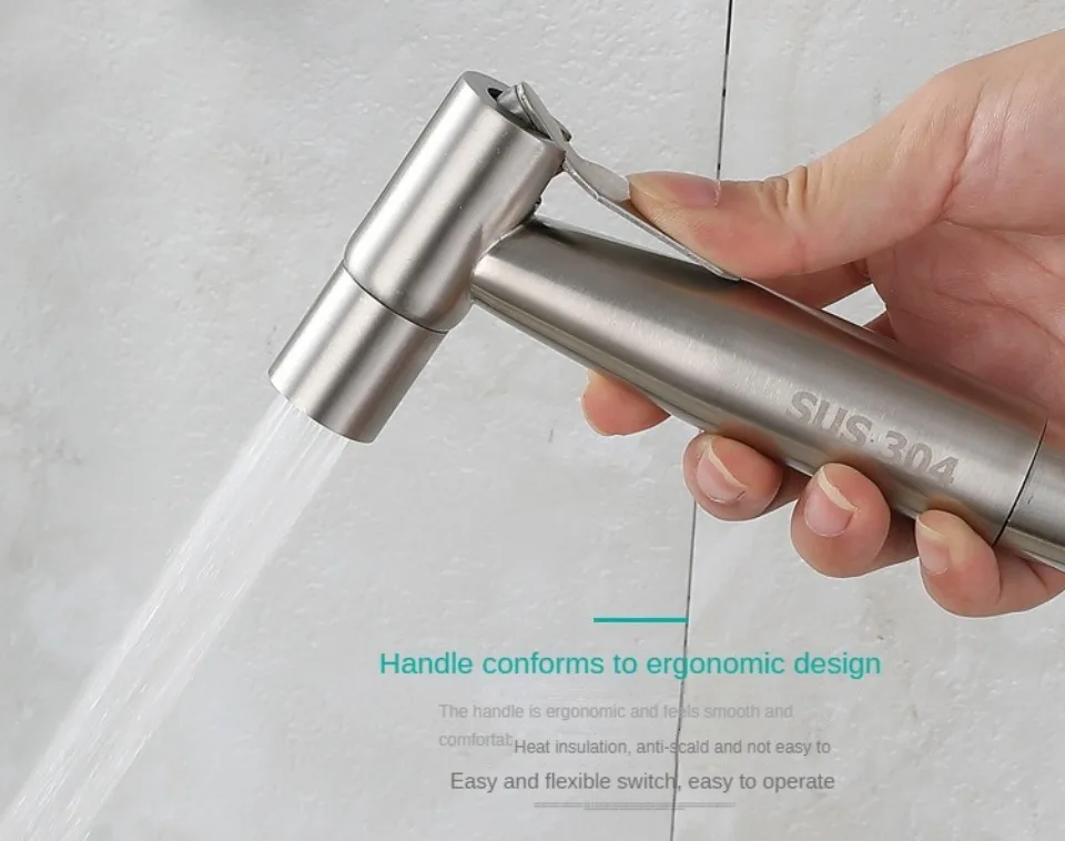 Description Picture 5 of itemBlack Single Cold Water Toilet Bidet Sprayer Faucet Bathroom Stainless Steel 304 Nickel Shower Bidet Wall Mounted Woman Cleaner