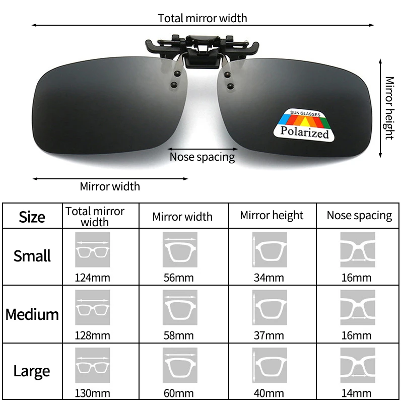 Polarized Glasses Clip On Flip Up Outdoor Uv Protection Fishing Sunglasses Myopia Glasses Clips Night Vision Glasses Clip