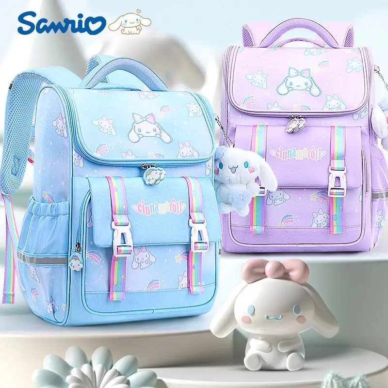 

Hello Kittys Backpack Sanrios Child School Bag Cinnamoroll Anime Figure Pupils Girl Child Kawaii Cartoon Light Shoulder Pads