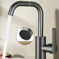 ก๊อกอ่างล้างหน้าแบบหมุนได้ ก๊อกน้ําร้อนและเย็น ก๊อกน้ําสแตนเลสสีเทา 6