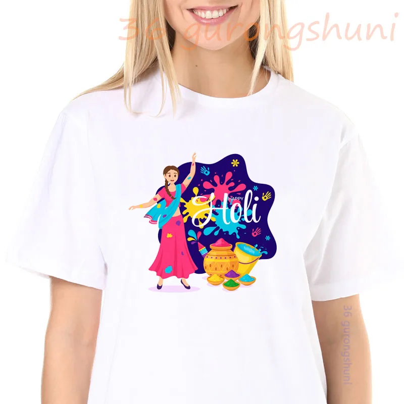 Kids T Shirt For Boys Girl Clothes Happy Holi festival Gift for Indians women T-Shirts mom baby Tops tee Parent-child clothing 6