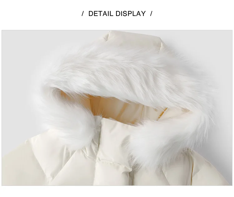 Down Jacket Women Long Length Three-Proof Windproof Loose Winter New Warm Fur Collar Hooded Coat Down Jacket