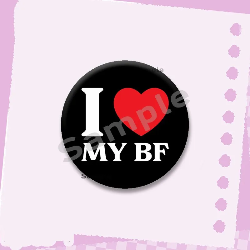 Kreative I Love My GF/BF Soft Button Pins Kunststoff Snap-in Brosche Lustige Herz Zitate Abzeichen Kleidung Tasche Dekor Zubehör Schmuck – Detail 15
