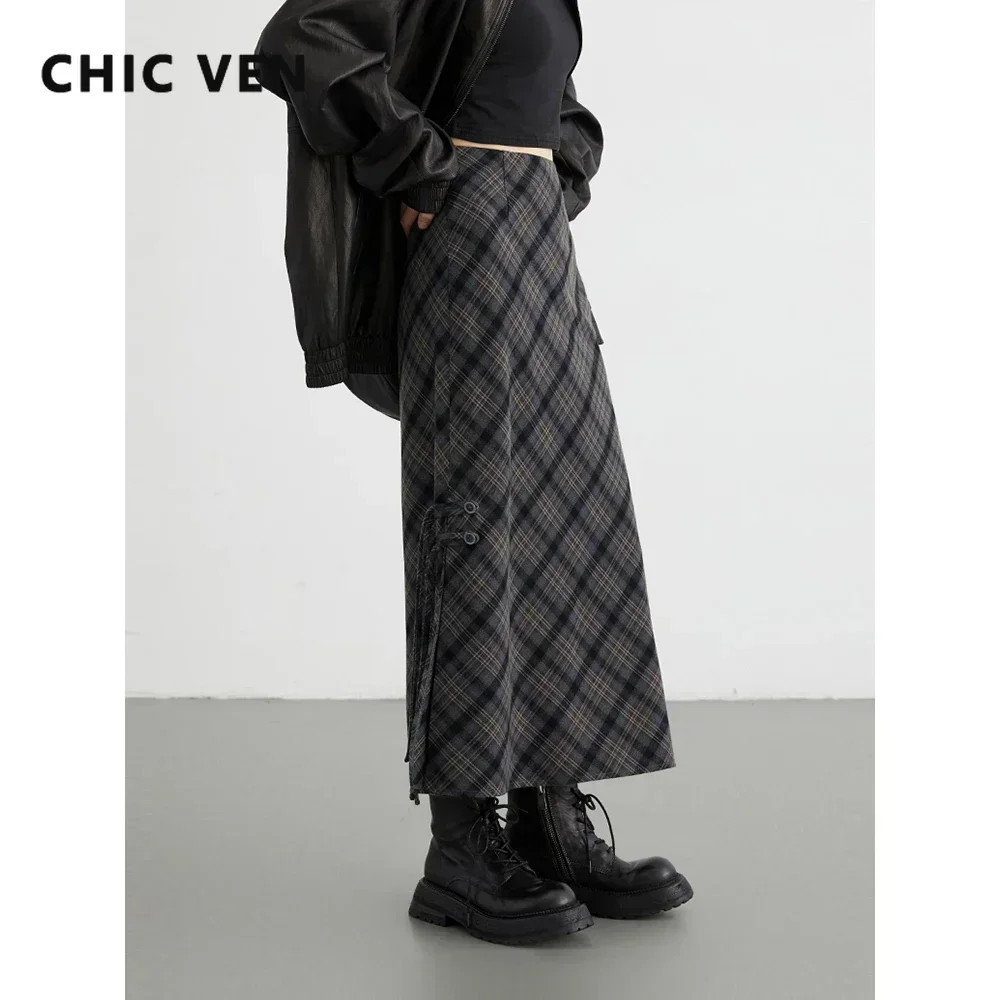 CHIC VEN – jupe longue décontractée pour femmes, nouveau Style doux et Cool, taille haute, fente à carreaux, demi-jupe Tube droit, printemps automne 2024 1 CHIC VEN – jupe longue décontractée pour femmes, nouveau Style doux et Cool, taille haute, fente à carreaux, demi-jupe Tube droit, printemps automne 2024 1