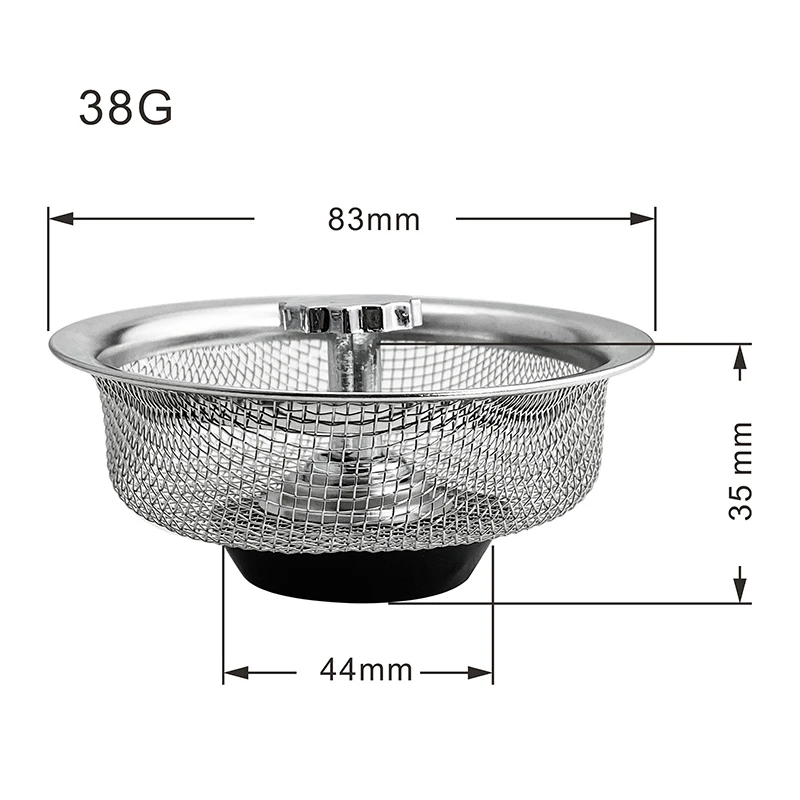 Stainless Steel Sink Filter Plug Debris Garbage Leftovers Processor Water Outlet Anti-clogging Hair Sewer Sink Plug Kitchen Tool