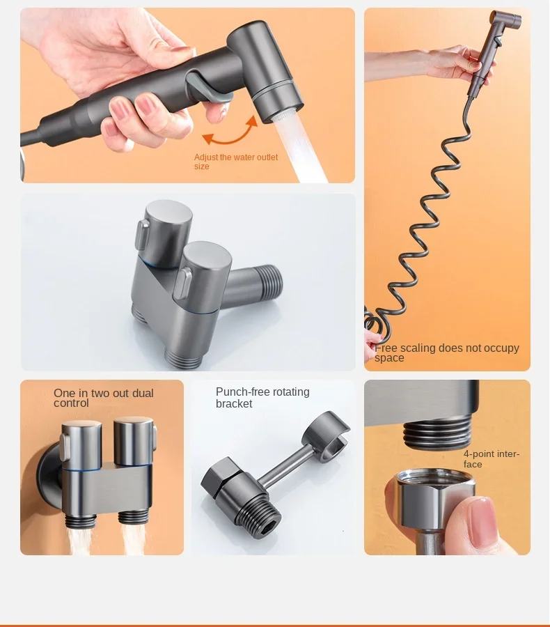 Hygienic Shower for Bathroom Toilet Bidet Shower Head Double Outlet Angle Valve of Bathroom Accessories Bidet Toilet Seat 2
