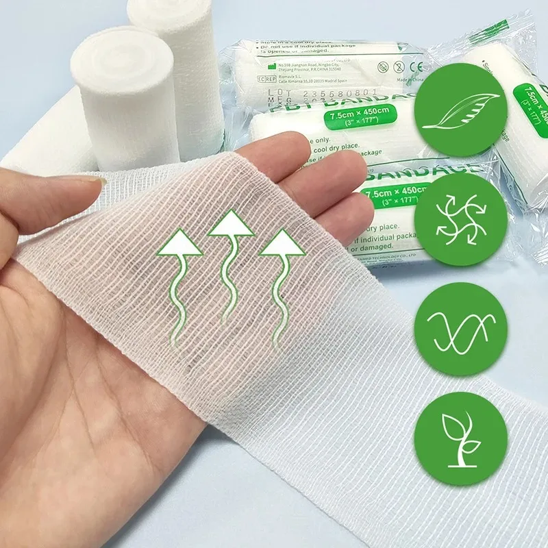 10pcs Cotton Core Elastic Bandages PBT Bandages Cotton Core Accessories for First Aid Absorbent Pad for Wound Dressing