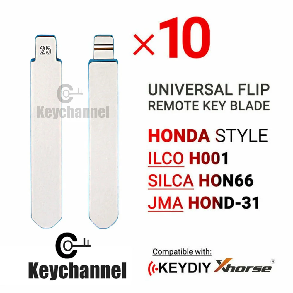 10PCS Key Blade Honda Type HO01 HON66 HOND-31 Replacement Flip Blade HON66 For Honda Civic Accord CR-V XR-V City HRV Venzel For car key