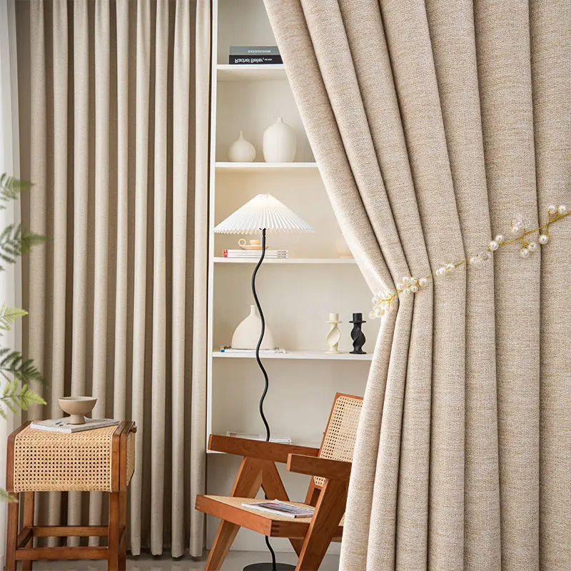 

Window Curtains Bedroom Cotton And Linen Shading Living Room Blackout Curtain Hook Type Sunshade