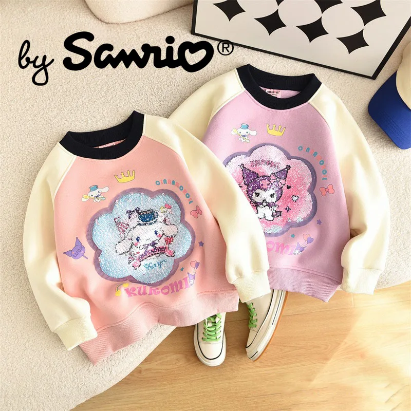 

Sanrio Kuromi Cinnamoroll Baby Fall Clothes 2023 Round Neck Sweatshirt Mother Kids Dresses Baby Clothing Anime Cute Items Autumn