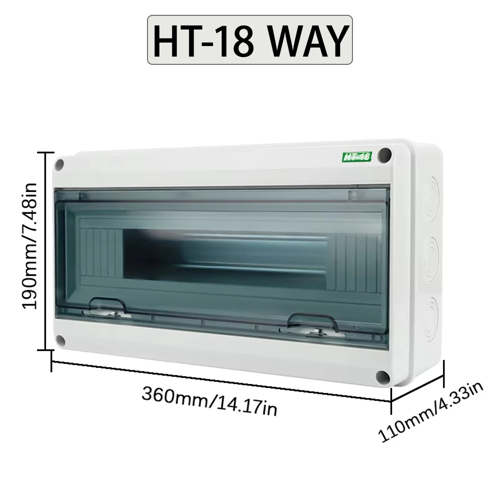 IP65 HT-5/8/12/15/18/24 WAY DC Circuit Breaker Distribution Box PC/ABS Plastic O