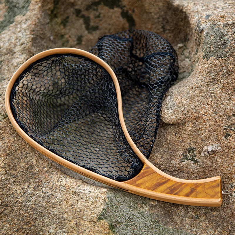 Fly Fishing Hand Net Solid Wood Small Net Fly Fishing Stream Net Fishing Lures Net Outdoor