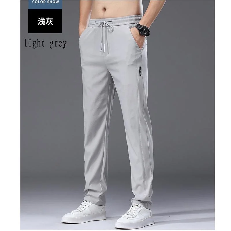 2024 Summer Men's Thin Casual Pants Men's New Versatile Ice Silk Breathable Cool Slim Casual Pants