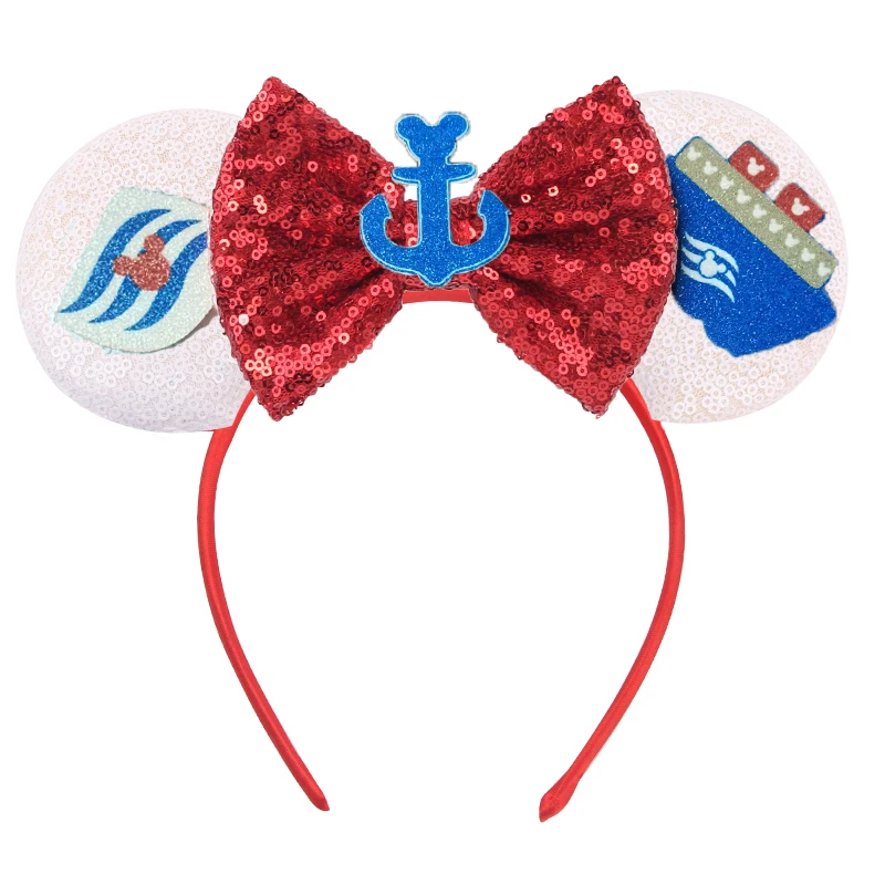 2024 New Design Mouse Ears Headband Featival Party Sequins Bow Hairband For Girls Children Boutique DIY Hair Accessories