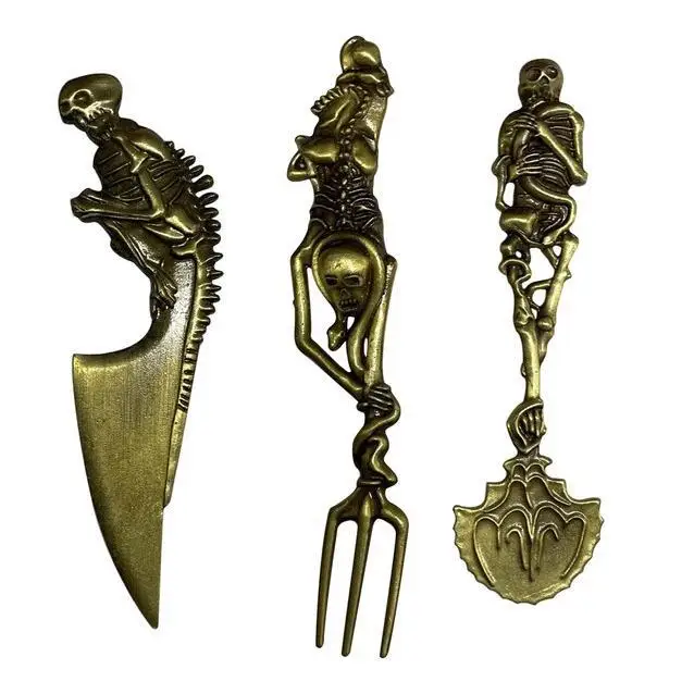 HalloweenSkeletonCutlerySetMetalFlatwareTablewareSkeletalFork