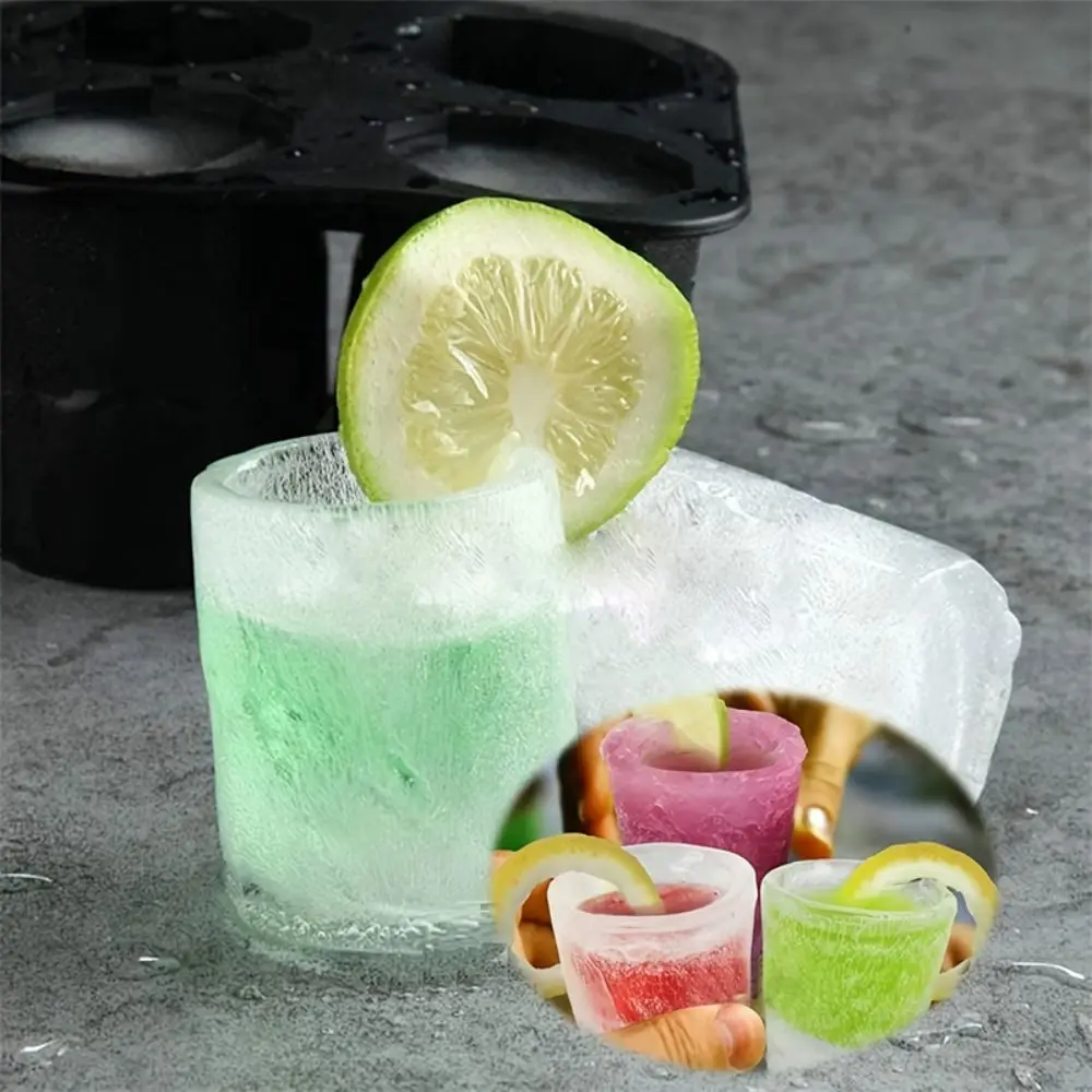 Silicone Ice Cube Mold 4 Cup Shape Tray Make Shot Glass Summer Bar Party Frozen Whiskey Beer Cocktail Cold Drinking Kitchen Tool