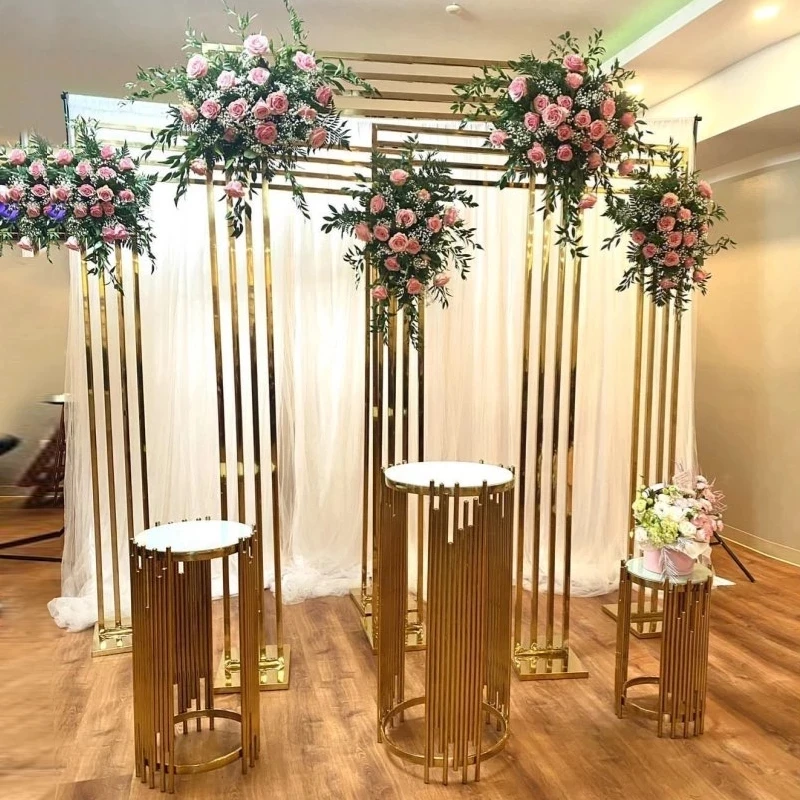 

1Pcs Shiny Gold Wedding arch outdoor Truss frame Stage Decoration screen arch floral frame stands backdrop