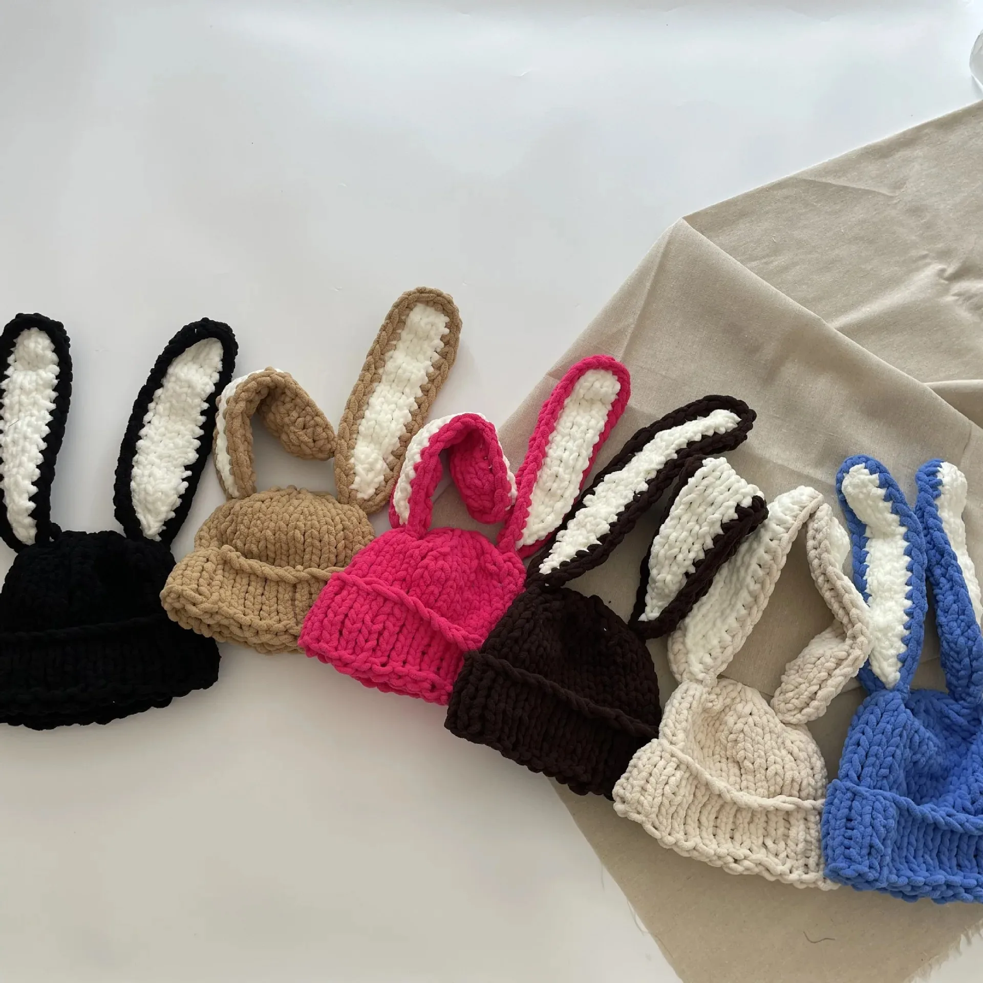 2023 Autumn Kids Knit Bunny Hat With Long Rabbit Ear Cute Baby Rabbit Baby Hat Kids Handmade Woolen Hat For Girls Boys