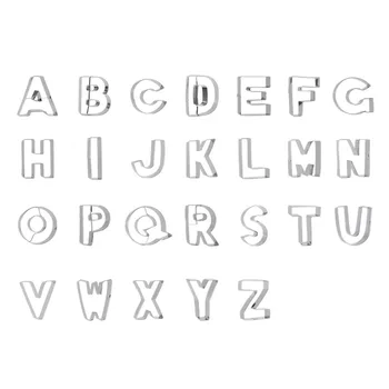 26pcs Stainless Steel Alphabet Cookie Cutters Set Hand Press Rustproof Letter Biscuit Stamps 3D DIY