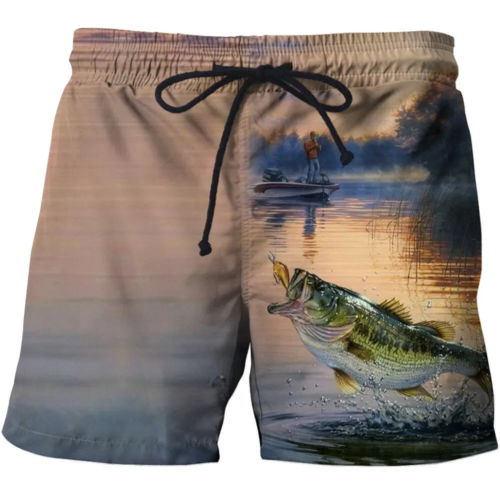 2024 New Men's 3D Printed Beach Style Shorts Fishing Summer Men's Universal Animal Fish Loose All-match High Waist Sports Shorts 3
