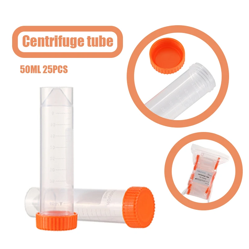 Centrifuge Tubes Conical Tubes LeakProof Screw Caps Plastic Container Graduated Write Marks Laboratory Lab School 50Ml 25PCS