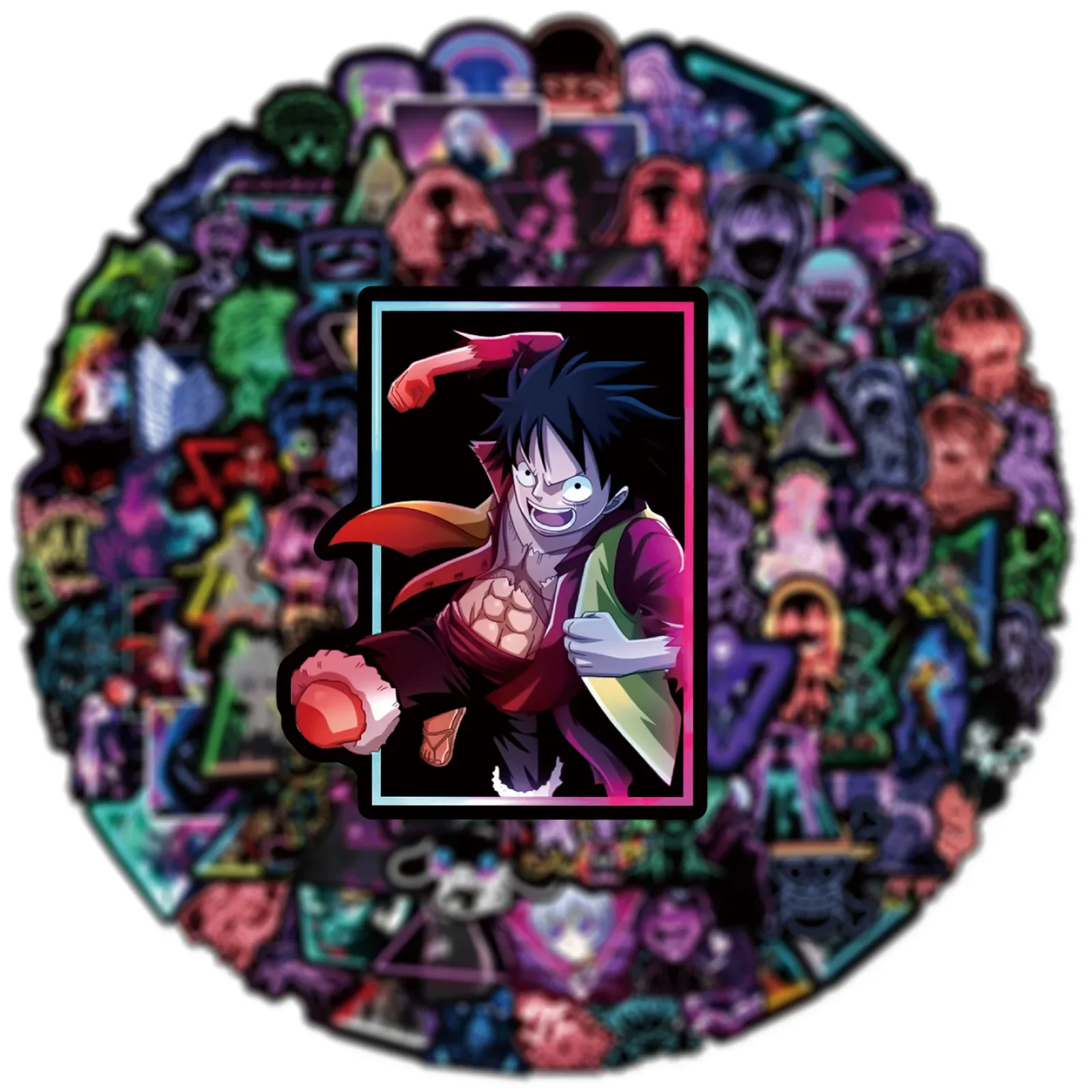 50/100PCS Mixed Anime OnePiece Demon Stickers Neon Light Laptop Car Guitar Motorcycle Luggage DIY Decal Graffiti Sticker Kids anime stickers