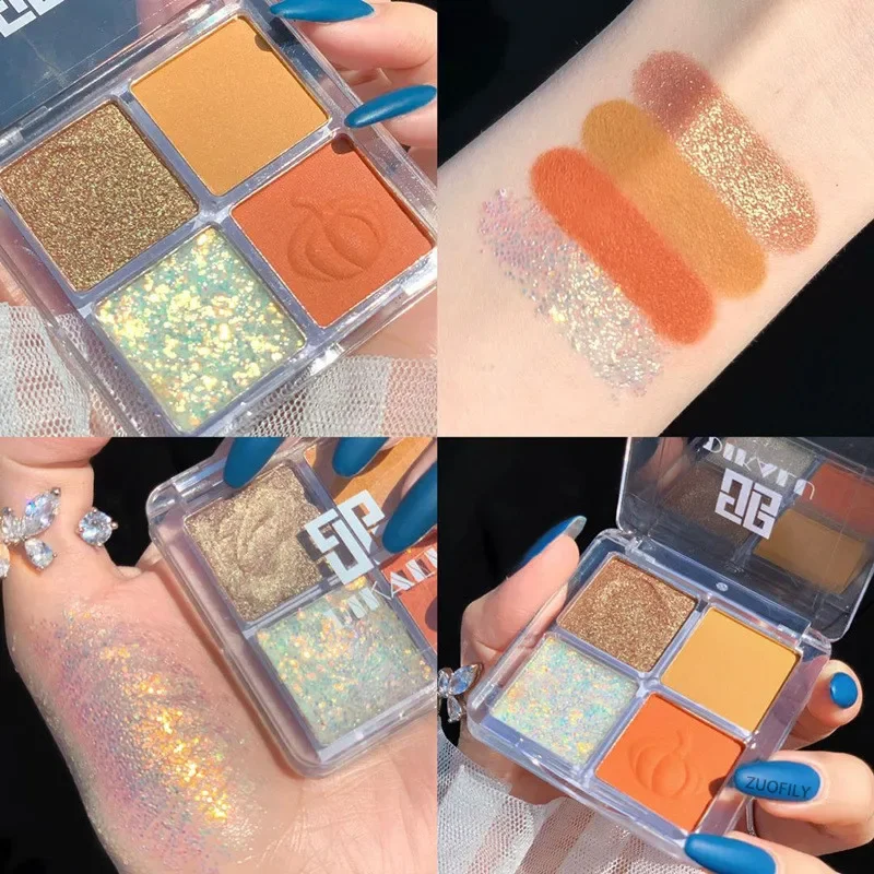 Eye Shadow Eye Shadow Plate 4 Colors Eyeshadow Palette Matte Glitter Pearly Waterproof Long-lasting Diamond Shimmer Sequins Eyeshadow Shiny Makeup