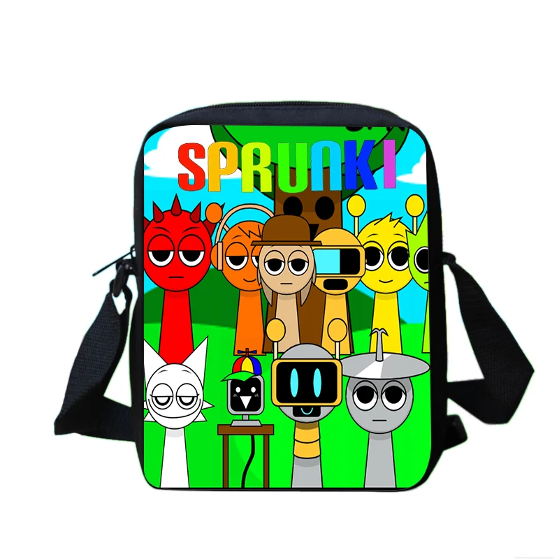 Sprunki Boys & Girls Cartoon Anime Printed Shoulder Bag Kids Casual Tote Phone Bag Men & Women Shopping bag Best Birthday Gift 2