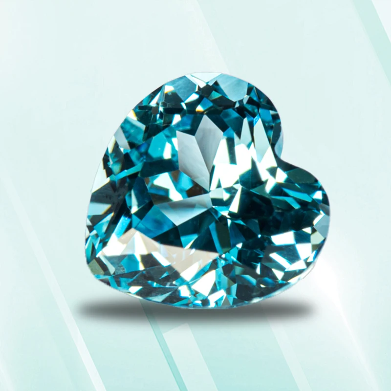 

Лабораторный Выращенный сапфир аквамарин, высококачественный камень в форме сердца для подвесок «сделай сам», изготовление ювелирных изделий, подвеска на выбор, сертификат AGL