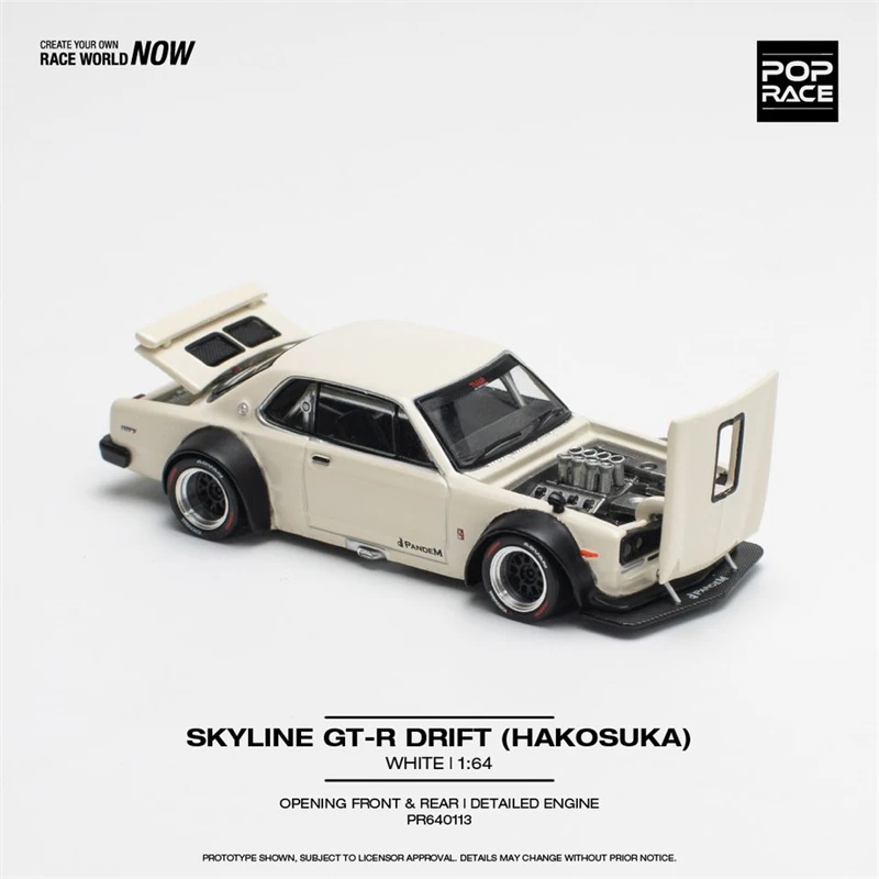 

** Предзаказ ** Pop Race 1:64 Skyline GT-R V8 Drift (Hakosuka), белая литая модель автомобиля