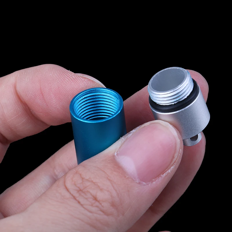 1Pc Portable Waterproof Aluminum Pill Box Medicine Case container Bottle Holder Keychain Carabiner Outdoor pill case pillbox