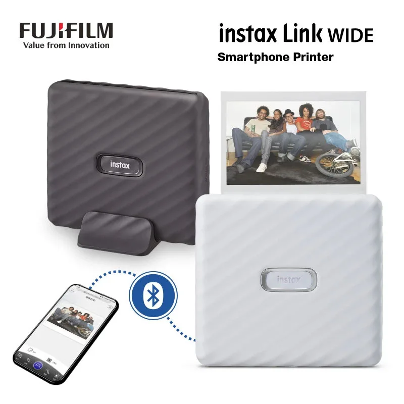 Nuovissimo Fujifilm Instax Link Stampante Larga Stampante Per Smartphone Mocha Grigio/Bianco Cenere (Pellicola Larga Opzionale 210 20 Fogli)