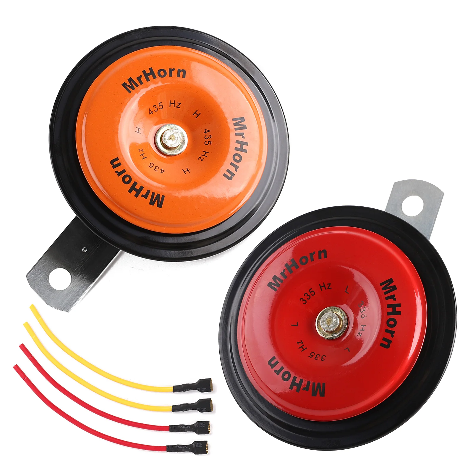 Car Horn 12V Electric Disc Metal Horn Waterproof Super Loud High Low Dual Tone Fit Motorcycle Vehicles Truck with Bracket