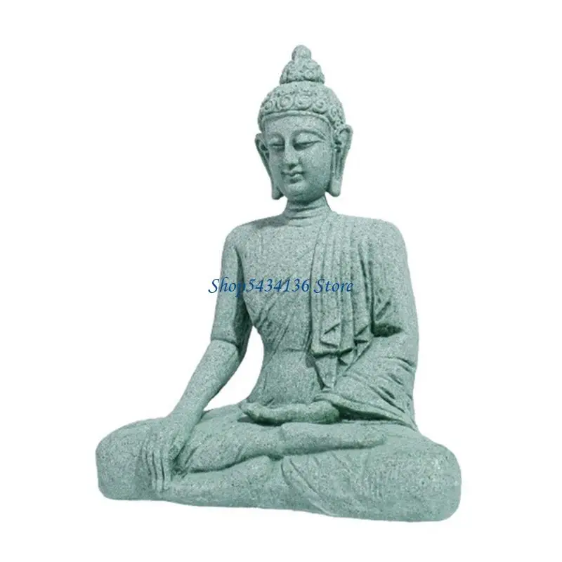 H7ED handwerkliche blaue Sandstein Buddhist Figur spiritueller Schreibtisch Dekoration Buddhistische Statue für Couchtisch – Detail 8