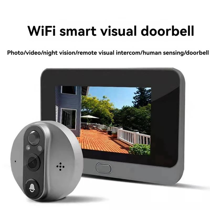 ABUG-Tuya Wifi Smart Cat Eye Doorbell Monitoring 3MP Camera 140&deg; Wide Angle Electronic Cat Eye Observer