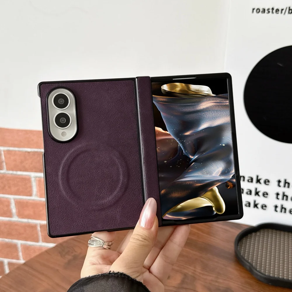 MagSafe Compatible Matte Leather Wireless Charging Case for Samsung Galaxy Z Fold Series