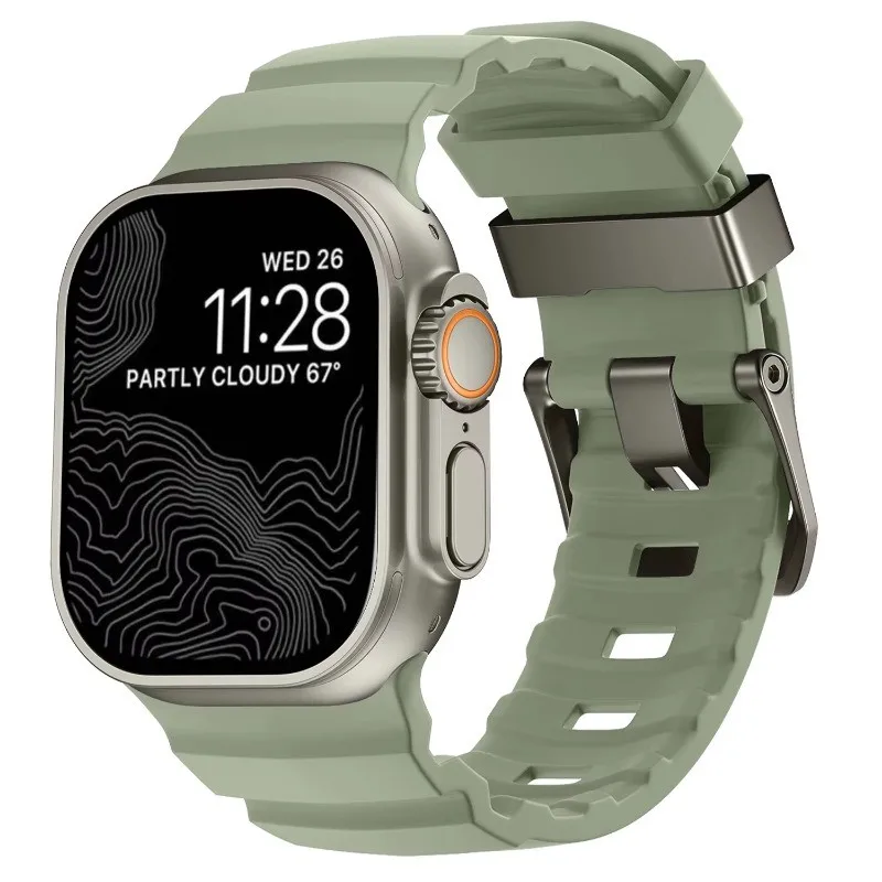 Luminous Sport Silicone & Titanium Metal Watch Band Bracelet