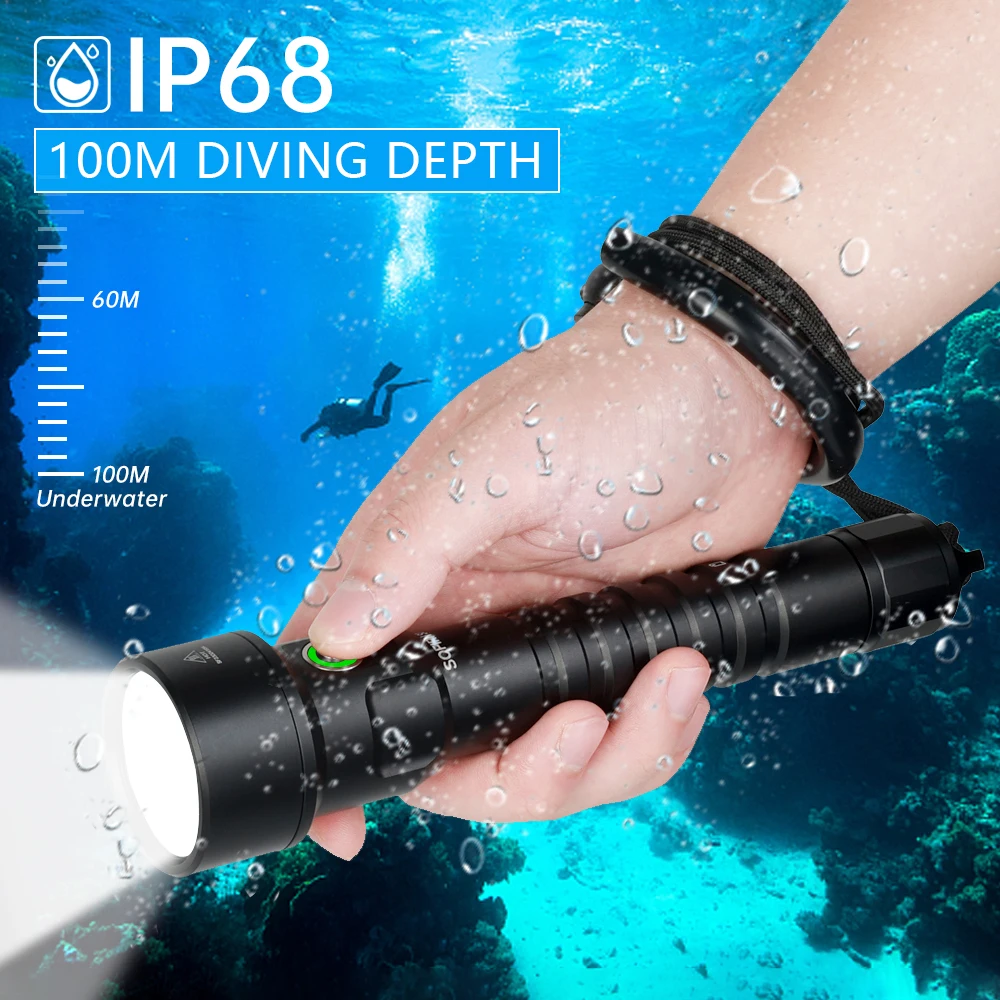 Sofirn SD09L Duiklamp 6800 Lumen - Extreem Helder LED Zaklamp, 100m Onderwater, Professioneel Waterdicht