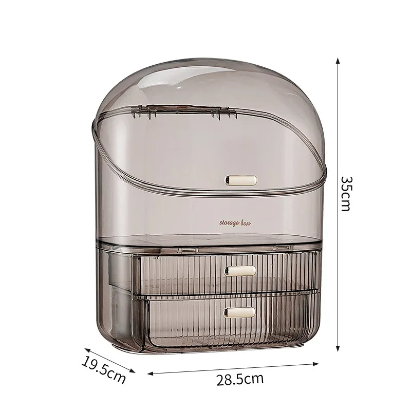 Transparent Desk Makeup Organizer Box, Large Capacity Cosmetic Jewelry Storage Drawer Bathroom Dressing Table Sundries Container 2